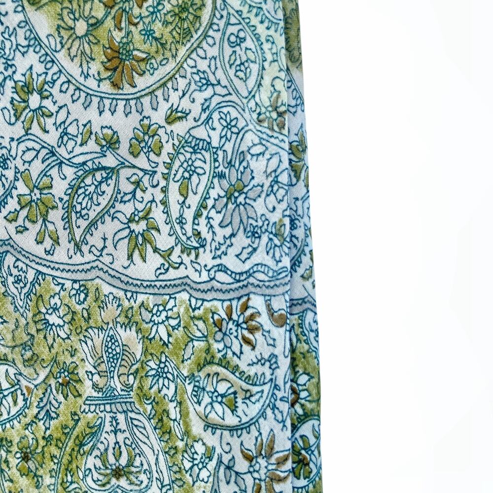 Vintage Y2K Green Paisley Mesh Overlay Slip Midi Dress Fairycore Boho Resort EUC - Picture 16 of 16
